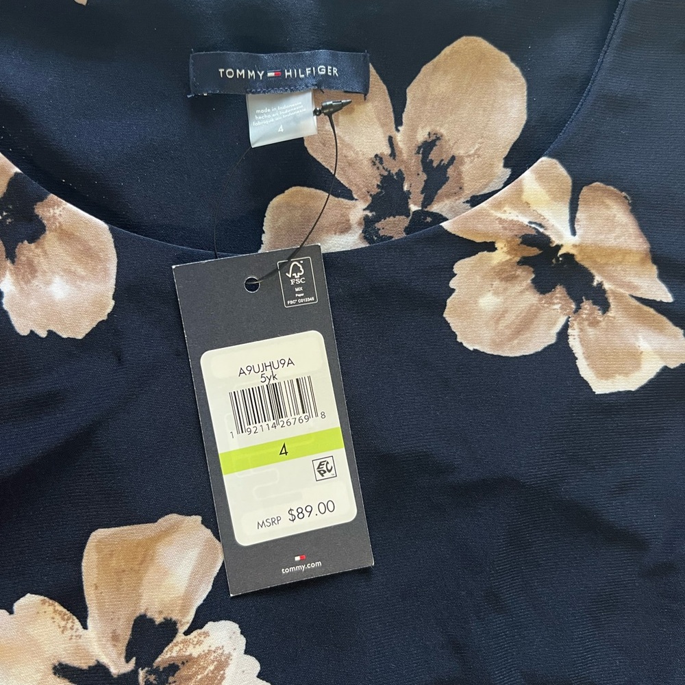 Tommy Hilfiger Navy and Beige Dress